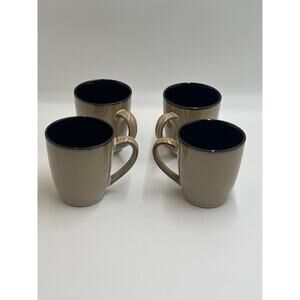 Pfaltzgraff Stoneware Coffee Mugs Set of 4 Beige Black Interior Modern